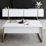 Hanah Home Soporte TV Blanco y Dorado 180cm con Patas Metálicas Elegantes